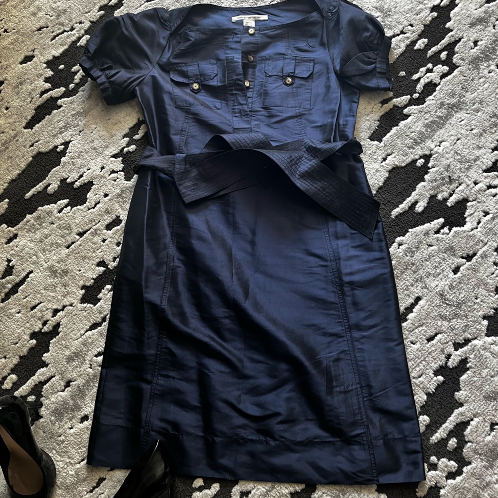 Diane Von Furstenberg Blue Satin Dress